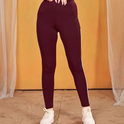 Solid Women Maroon Tights-image-24