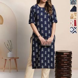 7Threads Selection Of 6 Geometric Printed Round Neck Straight Kurta-image-28