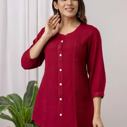 Anouk Women Pleated Solid Shirt & Trousers Co-ord Set-picture-23
