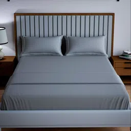 Mulberry Living serenity solids Grey Cotton 250 TC King Bedsheet Set 2.74 m x 2.74 m-picture-49