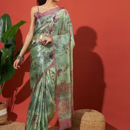 RACHNA Floral Printed Tissue Saree-image-83