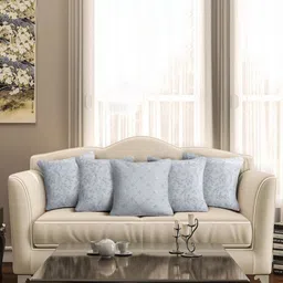 eyda Turquoise Blue 5 Pieces Floral Embroidered Cushion Covers-56