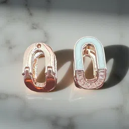 WTF - WEAR THE FASHION Stainless Steel Rose Gold-Plated Mother Of Pearls Hoop earrings-image-39