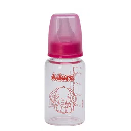 Adore Glaze Junior Kids Pink 2 Stage Glass Feeding Bottle With Anti- Colic Teat - 125 ml-image-99