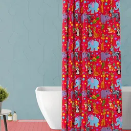 ArtzFolio Red & Blue Abstract Printed Waterproof Shower Curtain-8