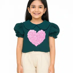 POP STREET KIDS Girls Printed Peter Pan Collar Top With Shorts-image-57