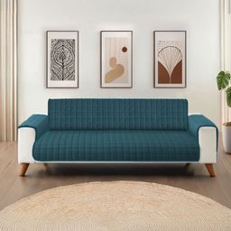 URBAN SPACE Teal 1 Seater Quilted Sofa Cover With Arms-image-17