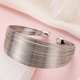 Jewels Galaxy Women Silver-Plated Cuff Bracelet-16