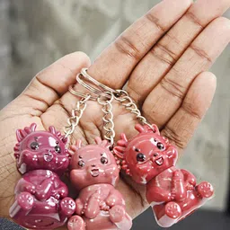 Adbeni Set Of 3 Cartoon Keychain Cute Glossy Lip Gloss- 5 ml Each- Shade- 01-02-06-33
