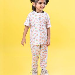 Orange Sugar Unisex Kids Printed T-shirt with Pyjamas-image-73