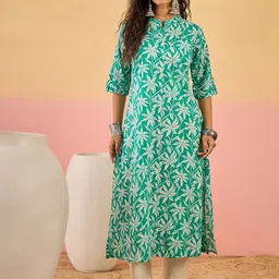 Sangria Printed 100% Cotton A-Line Kurta-picture-37