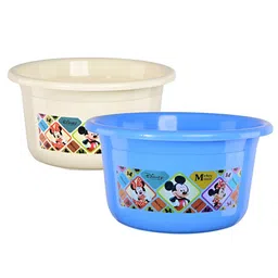 Aura Blue & Cream-Coloured 2 piece Abstract Plastic Bath Accessories Set-28