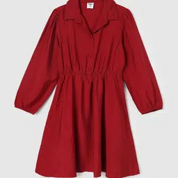 max Girls Shirt Collar Cuffed Sleeves Shirt Dress-image-33