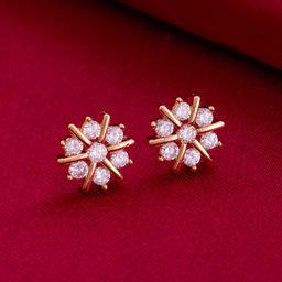 Kushal's Fashion Jewellery Gold-Plated Zircon Floral Shaped Studs Earrings-picture-26