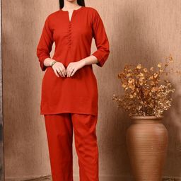 Lavantika Charming Mandarin Collar Pure Cotton Tunic With Trouser-image-93