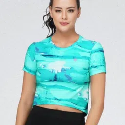 Body Mechanics Women Printed V-Neck Pockets T-shirt-image-31