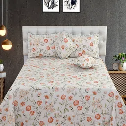 MORADO White & Green Floral Printed Cotton Fine Double King Bedding Set-picture-14