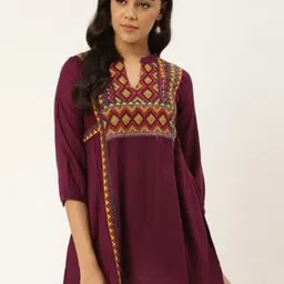 Anouk Print Mandarin Collar Liva Top-image-27
