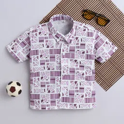 BAESD Boys Printed Spread Collar Half Sleeves Cotton Shirt-41