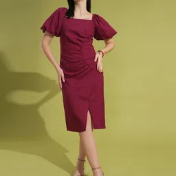 Globus Puff Sleeve Sheath Midi Dress-image-46