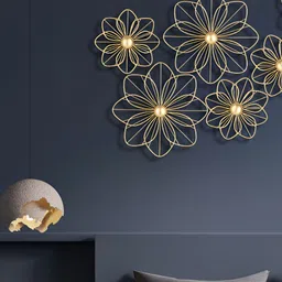 DESIGN WORLD GIFTS AND INTERIORS 9 Pieces Gold-Toned Floral Wall Decor-1