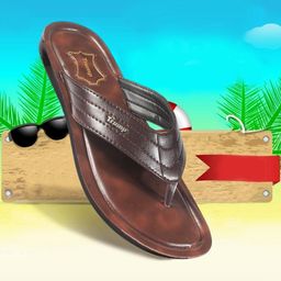Trump Men Brown Flip Flops-image-45