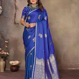 elora Floral Woven Design Satin Banarasi Saree-image-30