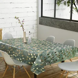 Dakshya Industries Green Floral Waterproof Plastic 6-Seater Table Cover-image-7