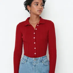 Trendyol Shirt Collar Cardigan Sweater-picture-49