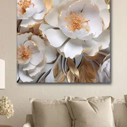 Myntra Elegant Homes White & Orange Floral Printed Canvas Wall Art-image-35