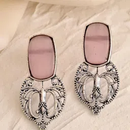 DASTOOR Gold-Plated Artificial Stones Studded Contemporary Drop Earrings-25