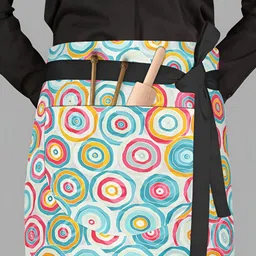 ArtzFolio Red & Pink Printed Apron With 1 Patch Pockets image 3