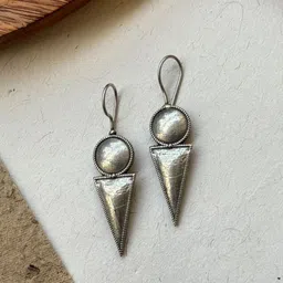 Naman Arts Oxidised Silver Plated Contemporary Shaped Drop Earrings-image-70
