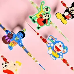 MEIRA JEWELLERY Boys Set Of 5 Cartoon & Beaded Thread Rakhi-29