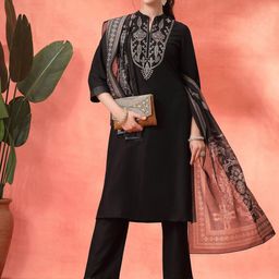 Nayam By Lakshita Ethnic Motifs Yoke Design Thread Work Kurta with Trouser & Dupatta-12
