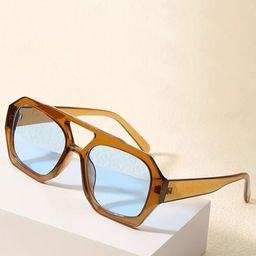IFLASH Unisex Blue Lens & Brown Aviator Sunglasses with-image-33
