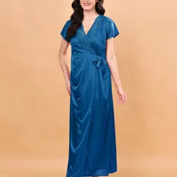 NIGHT KEYS Women V-Neck Wrap Nightdress-image-99