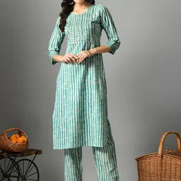 Sangria Striped Straight Kurta With Palazzo-18