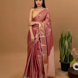 HELLA FASHIONS Woven Design Zari Saree With Blouse Piece-picture-37