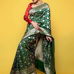 QENY Bandhani Zari Banarasi Saree-image-93