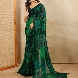 KALINI Printed Sequinned Embellished Pure Georgette Saree-9