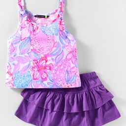 Tiara Girls Printed Top with Skirt-image-96