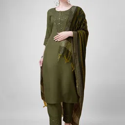 JULEE Women Ethnic Motifs Embroidered Regular Sequinned Kurta Set-picture-15