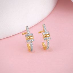 GIVA Women 14 Kt Gold Bela J Hoops Diamond Earrings-picture-49