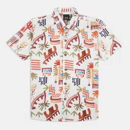 CHARCHIT Boys Comfort Fit Graphic Printed Spread Collar Cotton Casual Shirt-picture-31