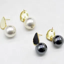 AKISON JEWELS White Alloy Gold-Plated Drop Earrings-image-85