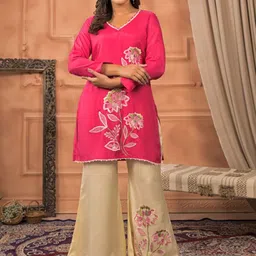 AUTUMN LANE Kara Rouge Embroidered Top With Palazzo Co-Ords-picture-39