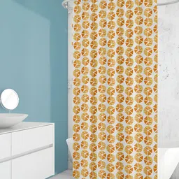 ArtzFolio White & Mustard-Yellow Printed Shower Curtains-8