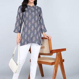 Tviksha Fashion Women Ethnic Motifs Printed Mandarin Collar Kurti-image-93