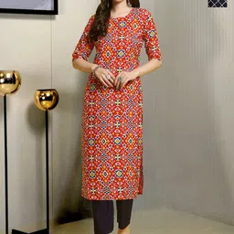 HERE&NOW Women Ethnic Motifs Printed Regular Kurta with Trousers-picture-34